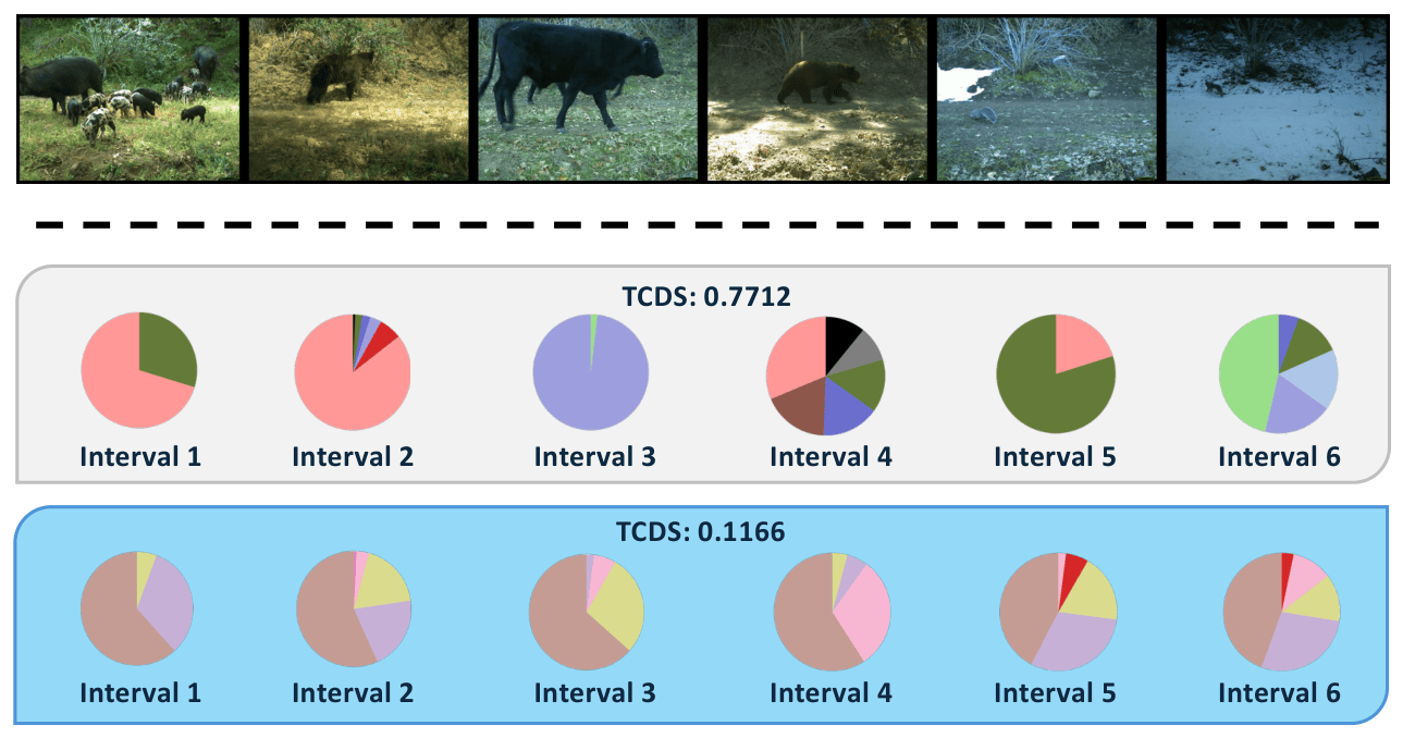 Species distribution shift across time intervals
